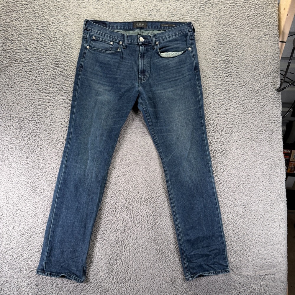 Pacsun Jeans Mens 36x31 Blue Cotton Denim Straight Slim Workwear Faded Stretch